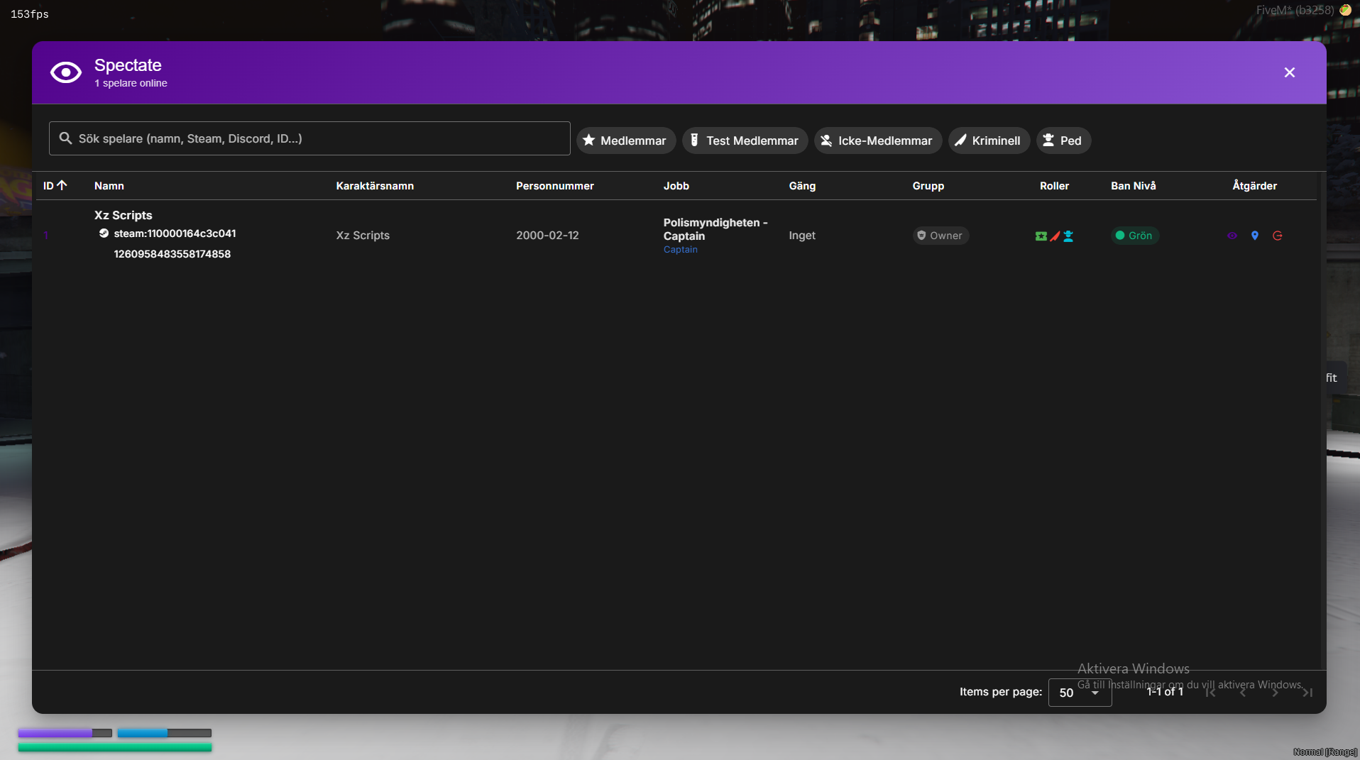 Fivem script - Spectate meny